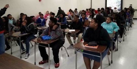 high school classroom of students